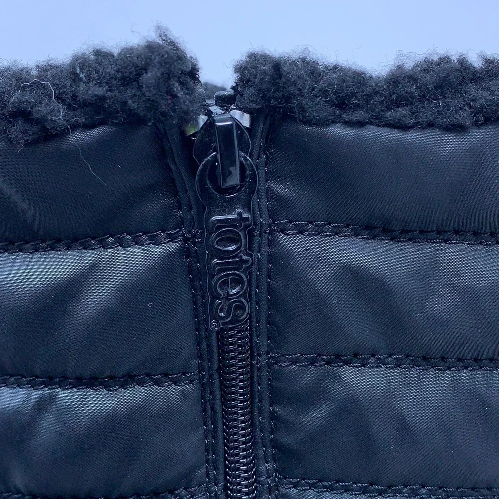 Totes Girls Size 4 Black Pink Dana Thermolite Faux Fur Quilted Winter Boots NWT